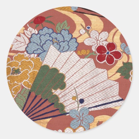 Traditioneel Japans fabric-ontwerp Ronde Sticker (Voorkant)