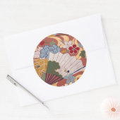 Traditioneel Japans fabric-ontwerp Ronde Sticker (Envelop)