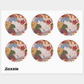 Traditioneel Japans fabric-ontwerp Ronde Sticker (Vel)