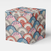 Traditioneel Japans geometrisch motief blauw roze Bedankdoosjes (Voorkant Zijde)