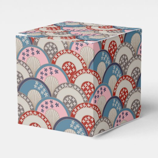 Traditioneel Japans geometrisch motief blauw roze Bedankdoosjes (Voorkant Zijde)