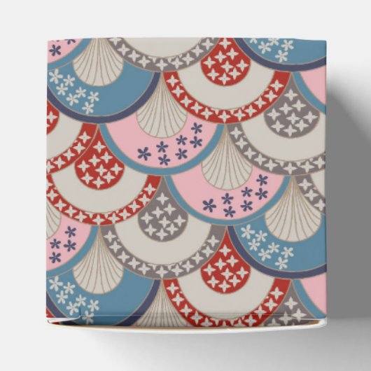 Traditioneel Japans geometrisch motief blauw roze Bedankdoosjes (Bovenkant)