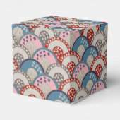 Traditioneel Japans geometrisch motief blauw roze Bedankdoosjes (Achterkant)