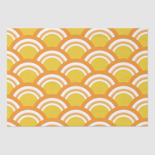 Traditioneel Japans golfpatroon in geel Tissuepapier (Voorkant)