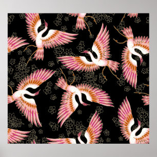 Traditioneel Japans Kimono motieven patroon Poster