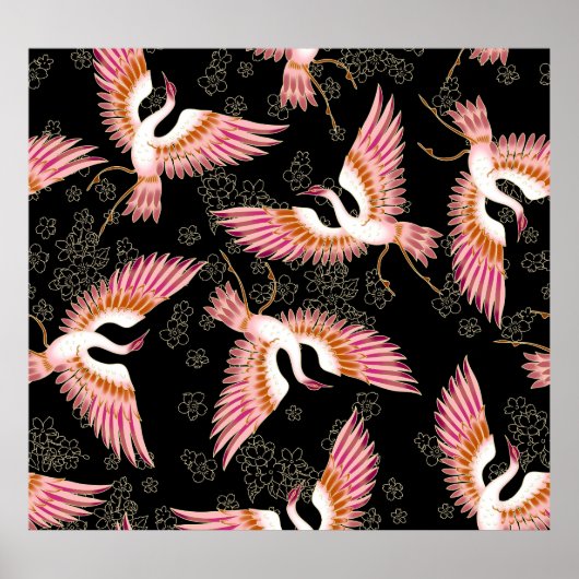 Traditioneel Japans Kimono motieven patroon Poster (Voorkant)