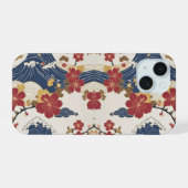 Traditioneel Japans Kimono Patroon iPhone 15 Case (Achterkant horizontaal)