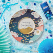 Traditioneel Japans kleurrijk ontwerp op maat Papieren Bordje (Feest)