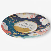 Traditioneel Japans kleurrijk ontwerp op maat Papieren Bordje (Gekanteld)