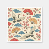 Traditioneel Japans Kraanvogel & Sakura Patroon De Servet (Voorkant)