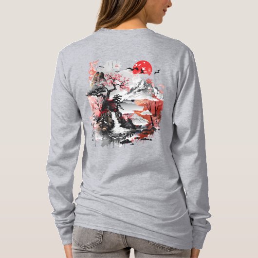 Traditioneel Japans landschap T-shirt (Achterkant)