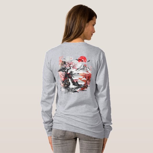 Traditioneel Japans landschap T-shirt (Achterkant volledig)