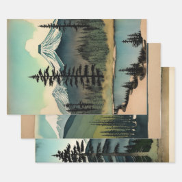 Traditioneel Japans landschap Verf ephemera No3 Inpakpapier Vel