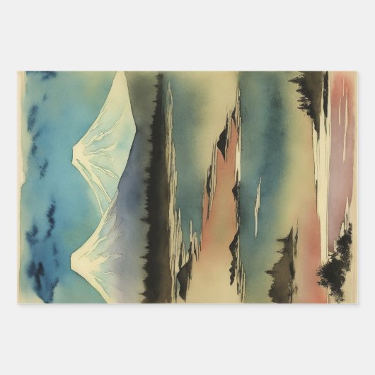 Traditioneel Japans landschap Verf ephemera No4 Inpakpapier Vel (Voorkant 3)