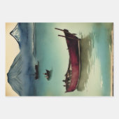 Traditioneel Japans landschap Verf ephemera No4 Inpakpapier Vel (Voorkant)