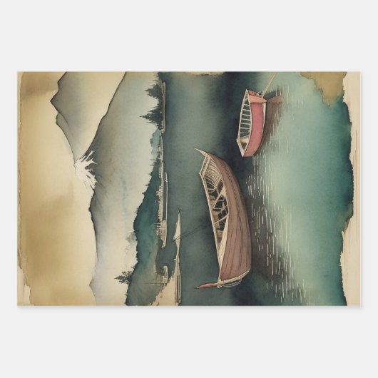 Traditioneel Japans landschap Verf ephemera nr. 14 Inpakpapier Vel (Voorkant 3)