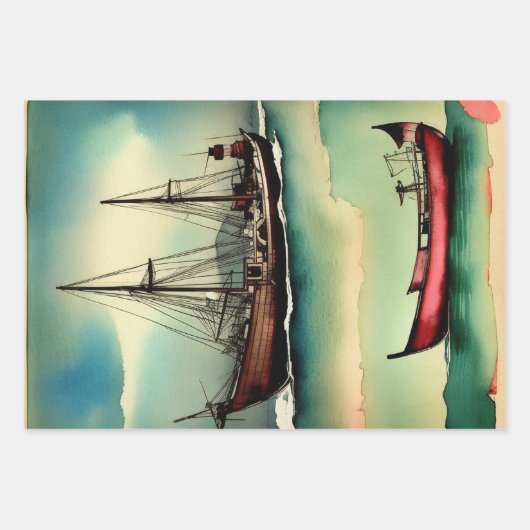 Traditioneel Japans landschap Verf ephemera nr. 14 Inpakpapier Vel (Voorkant 2)