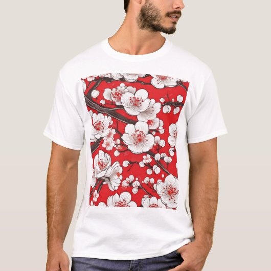 Traditioneel Japans patroonontwerp 0042 Stof Pr T-shirt (Voorkant)