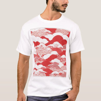 Traditioneel Japans patroonontwerp Blauw Geometris T-shirt