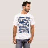 Traditioneel Japans patroonontwerp Naadloze texti T-shirt (Voorkant volledig)