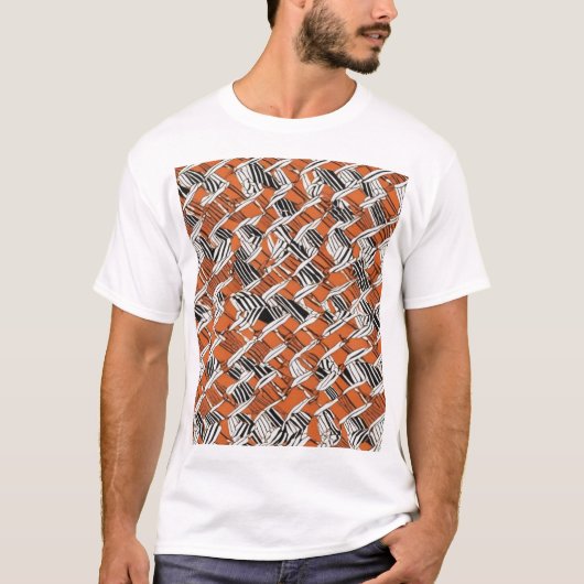 Traditioneel Japans patroonontwerp stofprint T-shirt (Voorkant)