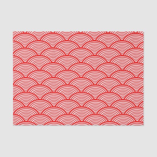Traditioneel Japans Red Nami-golfpatroon Tissuepapier (Voorkant)