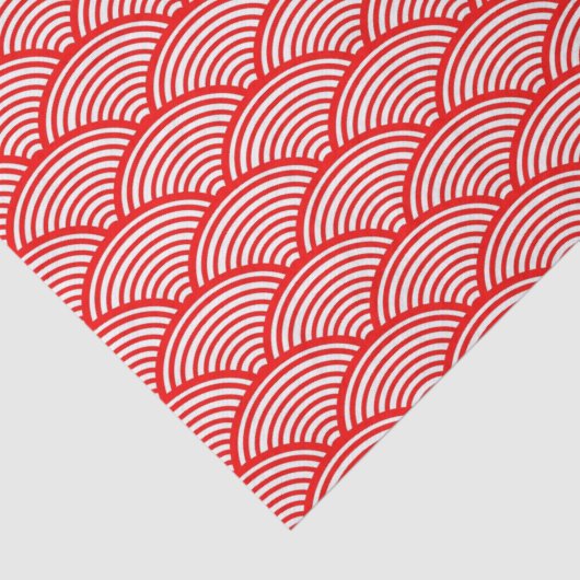Traditioneel Japans Red Nami-golfpatroon Tissuepapier (Detail)