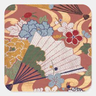 Traditioneel Japans stoffenontwerp Vierkante Stick Sticker