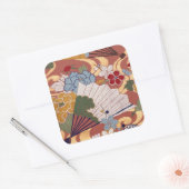 Traditioneel Japans stoffenontwerp Vierkante Stick Sticker (Envelop)
