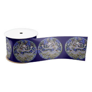 Traditioneel Japans Tattoo Blue Dragon Satijnen Lint