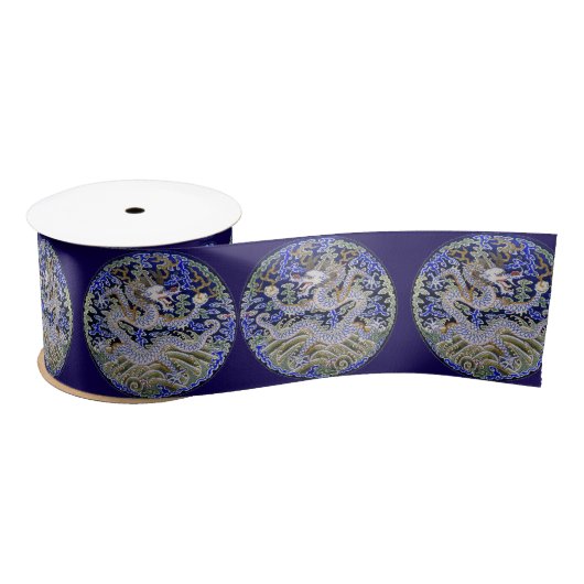 Traditioneel  Japans Tattoo Blue Dragon Satijnen Lint (Spoel)
