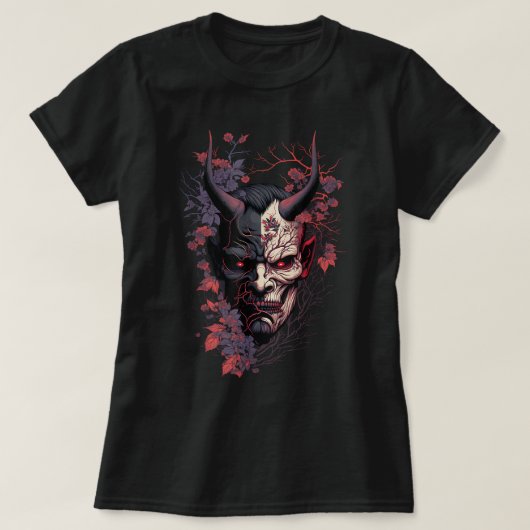 Traditioneel Japans Tattoo Demon Mask Oni Hannya T-shirt (Design voorkant)