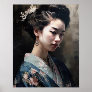 Traditioneel Japans Vrouw Art Print Poster