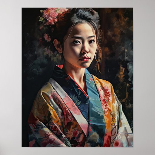 Traditioneel Japans Vrouw Art Print Poster (Voorkant)