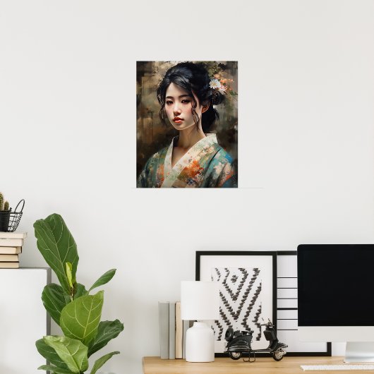 Traditioneel Japans Vrouw Art Print Poster (Thuiskantoor)