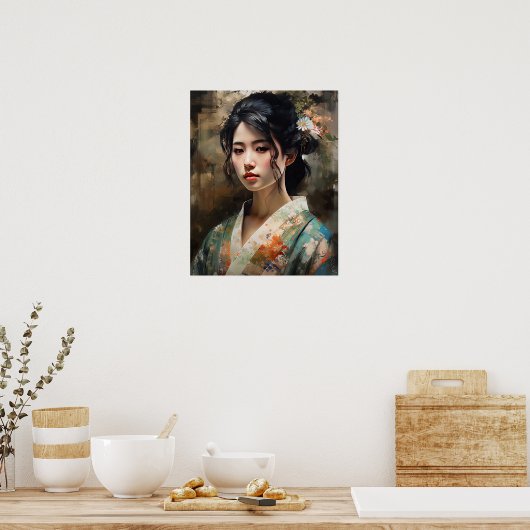 Traditioneel Japans Vrouw Art Print Poster (Keuken)
