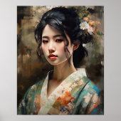 Traditioneel Japans Vrouw Art Print Poster (Voorkant)
