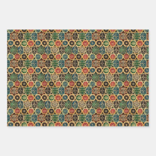 Traditioneel Javaans Kawung Batik patroon Inpakpapier Vel (Voorkant 2)