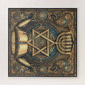 Traditioneel Judaica-ontwerp en puzzel die je brei (Horizontaal)
