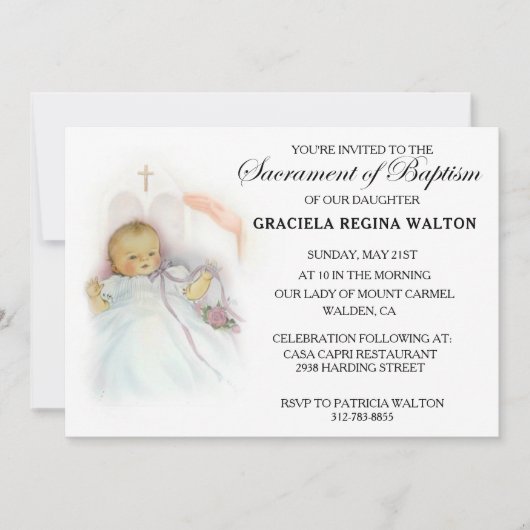 Traditioneel Katholiek Baby Baptisme Uitnodigingen (Voorkant)