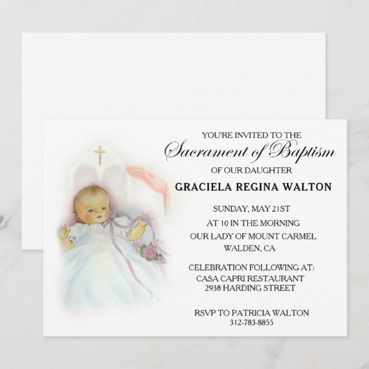 Traditioneel Katholiek Baby Baptisme Uitnodigingen (Voorkant / Achterkant)
