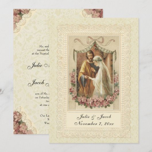 Traditioneel Katholiek Bruiloft Elegant Kaart (Voorkant / Achterkant)