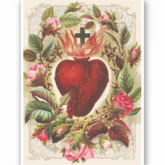 Traditioneel Katholiek Heilig Hart Sticker (Voorkant)