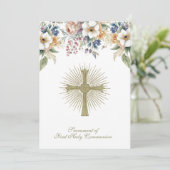 Traditioneel Katholiek Heilige Communie Bloemenkru Kaart (Staand voorkant)