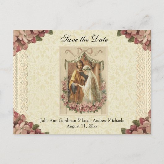 Traditioneel Katholiek SAVE THE DATE Bruiloft Aankondigingskaart (Voorkant)