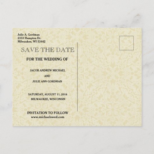 Traditioneel Katholiek SAVE THE DATE Bruiloft Aankondigingskaart (Achterkant)