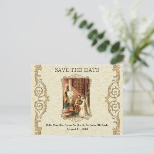 Traditioneel Katholiek SAVE THE DATE Bruiloft Aankondigingskaart (Staand voorkant)