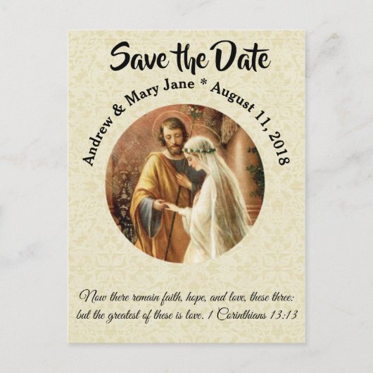 Traditioneel Katholiek SAVE THE DATE Bruiloft Aankondigingskaart (Voorkant)