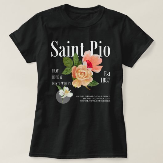 Traditioneel Katholiek Shirt, Saint Pio Bijbelvers T-shirt (Design voorkant)