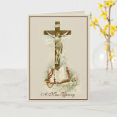 Traditioneel katholieke religieuze mis offerkruis kaart (Gele Bloem)